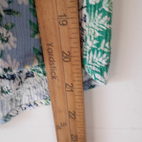 Faith & Zoe Boho Floral Crinkle Top S – Green Blue Yellow Ditsy Print Blouse‎ - Picture 4 of 8